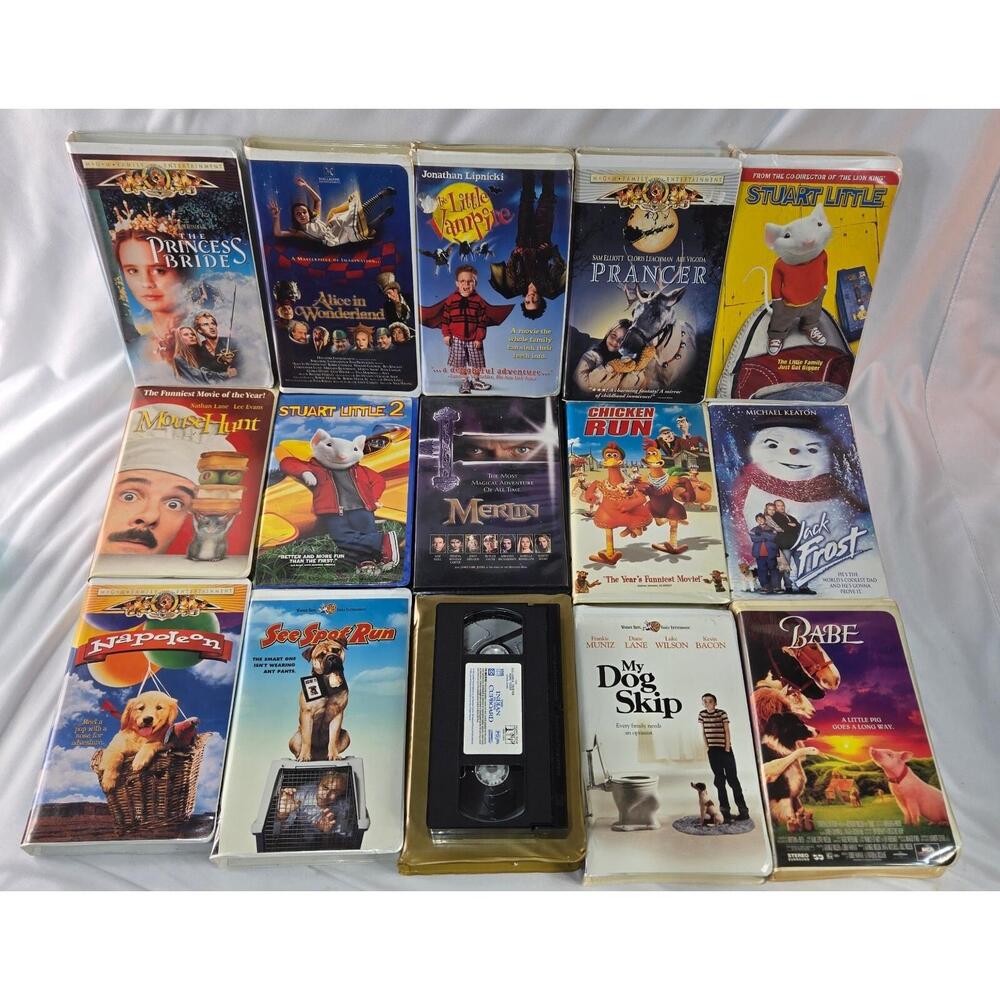 Family Childrens VHS Lot of 15 Live Action Stuart Little Prancer Babe Merlin